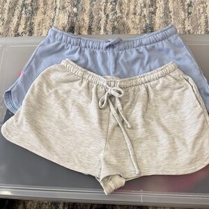 Cozy Women's Pajama Shorts Set - Light Blue and Gray